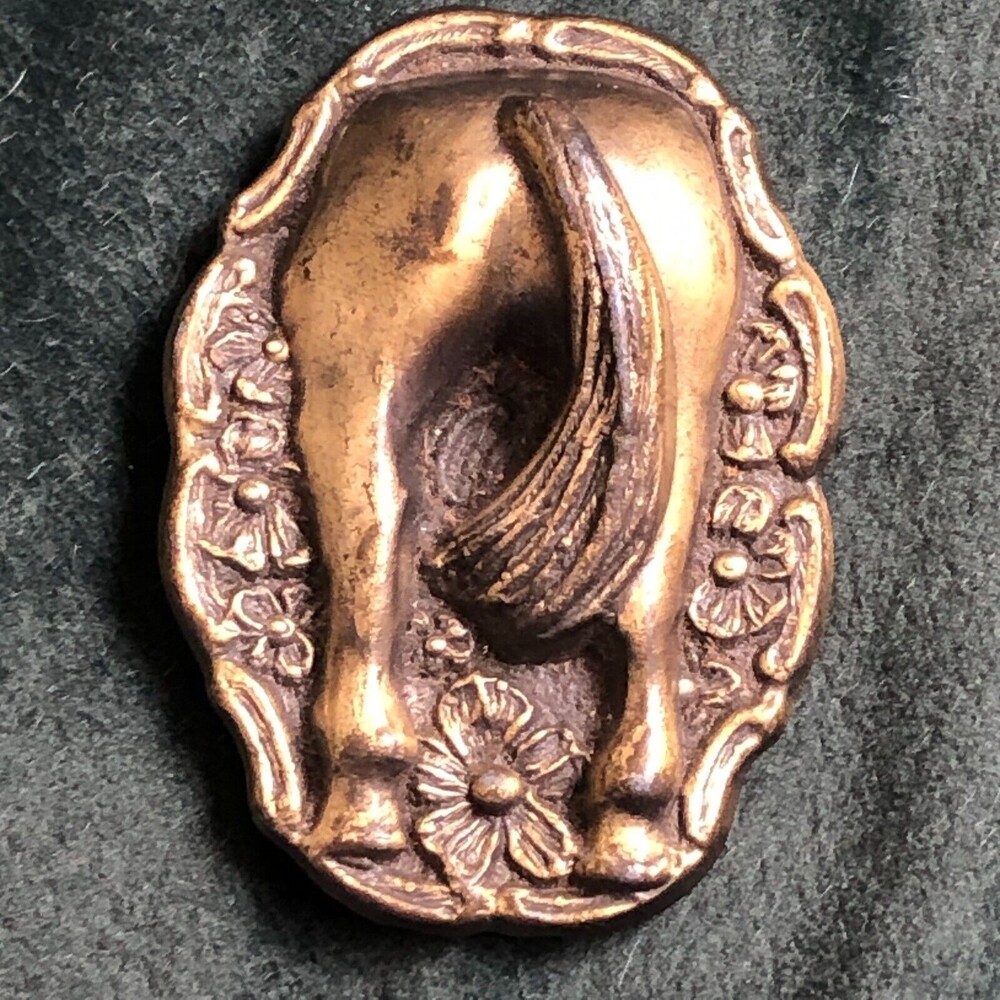 Vintage Horses Backside Butt Brass Belt Buckle 3.5"